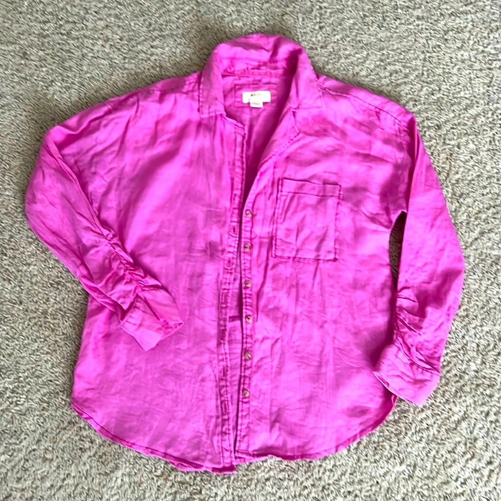 Anthropologie Hot Pink Button-Down Shirt